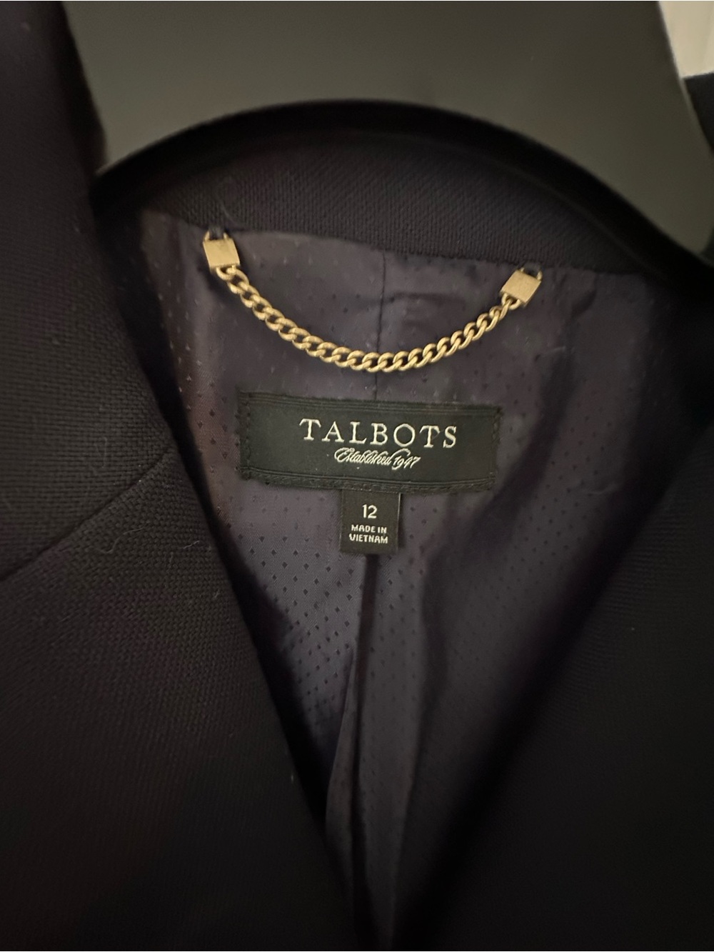 Talbots Navy Wool Blazer Gold Crest Buttons Size 12 - Picture 3 of 10